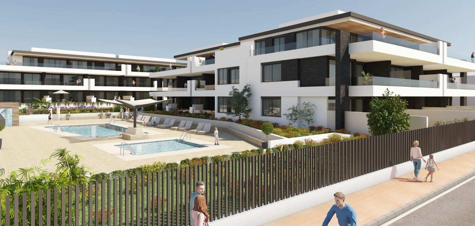 Piscinas exteriores y zona de solárium